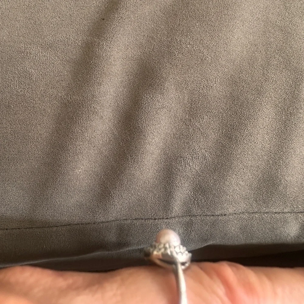 Silver and White Pearl CZ Halo Ring Size 7 Pink Cream Bridal Feminine Timeless